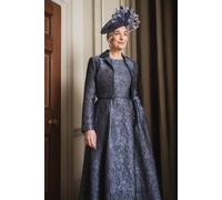 Coast Lisa Tan Cropped Jacquard Jacket In Slate slate 12