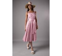 Coast Lisa Tan Diagonal Stripe Belted Midi Dress In Pink pink 10