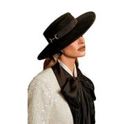 Coast Women's Lisa Tan Felt Boater in Black Coast Black One Size