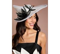 Coast Lisa Tan Flower Detail Fascinator With Curved Edge In Mono mono