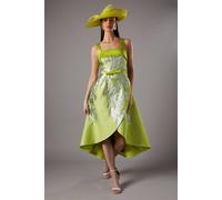 Coast Lisa Tan Jacquard Bow Belted Princess Dress In Yellow yellow 8