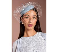 Coast Lisa Tan Lace And Net Detail Pillbox Fascinator In Blue blue