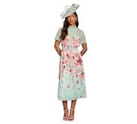 Coast Women's Lisa Tan Lace Pleated Printed Midi Dress in Sage | Size: 10 Coast Sage 10