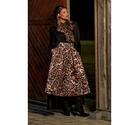 Coast Women's Lisa Tan Leopard Satin Midi Skirt in Animal | Size: 12 Coast Animal 12