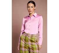 Coast Women's Lisa Tan Long Sleeve Satin Shirt in Pink | Size: 16 Coast Pink 16