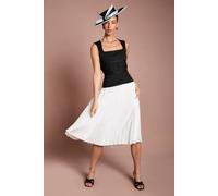 Coast Women's Lisa Tan Mono Bandage Peplum Georgette Pleated Skirt Midi Dress | Size: 16 Coast Mono 16