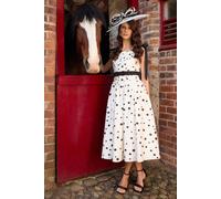Coast Lisa Tan Mono Spot Bow Detail Midi Dress mono 12
