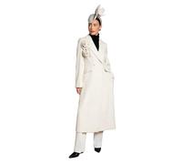 Coast Women's Lisa Tan Occasion Floral Detail Longline Coat in Ivory | Size: 10 Coast Ivory 10