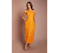 Coast Women's Lisa Tan One Shoulder Bow Detail Midi Dress in Orange | Size: 18 Coast Orange 18