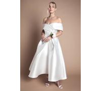 Coast Women's Lisa Tan Petite Twill Bardot Waisted Midi Wedding Dress in Ivory | Size: 8