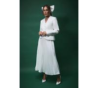 Coast Lisa Tan Pleated Bridal Maxi Skirt In White