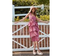 Coast Lisa Tan Polo Stripe Midi Tie Shoulder Dress In Pink pink 8