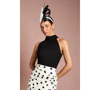 Coast Women's Lisa Tan Ponte Halter Neck Top With Organza Ties in Black | Size: 18