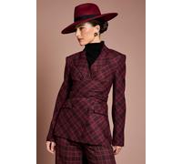 Coast Lisa Tan Premium Check Wrap Front Blazer In Berry berry 12