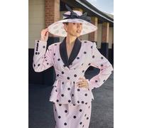 Coast Lisa Tan Printed Contrast Wrap Waist Blazer In Pink pink 18