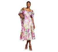 Coast Lisa Tan Printed Organza Bardot Midi Dress, 10, Pink