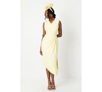 Coast Lisa Tan Ruched Crepe Midi Dress In Lemon lemon 14