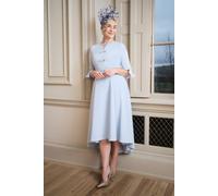 Coast Lisa Tan Satin High Low Midi Dress With Bow Detail In Pale Blue pale blue