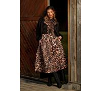 Coast Women's Lisa Tan Short Sleeve Bodysuit With Leopard Tie Neck in Black | Size: 10 Coast Black 10