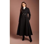 Coast Women's Lisa Tan Tailored Crepe Belted Coat in Black | Size: 16