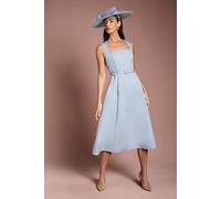 Coast Women's Lisa Tan Tailored Crepe Midi Dress in Light Blue | Size: 14 Coast Light Blue 14