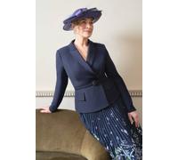 Coast Women's Lisa Tan Tailored Jacket With Pleated Skirt Midi Dress in Navy | Size: 8 Coast Navy 8