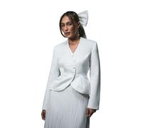Lisa Tan Waisted Peplum Hem Jacket Coast White 12