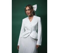 Coast Lisa Tan Waisted Peplum Hem Jacket In White white 10