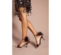 Coast Liv Satin Feather Back Detail High Stiletto Heeled Sandals In Chocolate chocolate 3