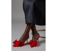 Coast Lola Satin Bow Detail Medium Stiletto Heel Sling Back Court Shoes In Red red 4