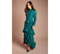 Coast Women's Long Long Sleeve Peplum Ruffle Hem Midi Dress in Teal | Size: 18