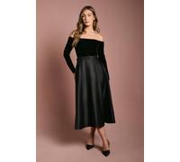 Coast Long Sleeve Bardot Full Skirted Midi Dress In Black black 12