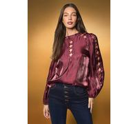 Coast Women's Long Sleeve Cut Work Blouse in Red | Size: 10