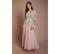 Coast Long Sleeve Embellished Maxi Dress In Pink pink
