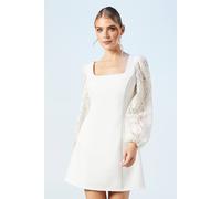 Coast Long Sleeve Lace Sequin Bridal Mini Dress In Ivory ivory 8