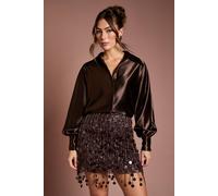 Coast Long Sleeve Oversize Shirt In Brown brown 16