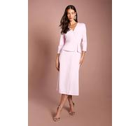 Coast Long Sleeve Peplum Bandage Pencil Midi Dress In Pink pink