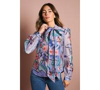 Coast Long Sleeve Placement Print Chiffon Blouse In Lilac lilac 8