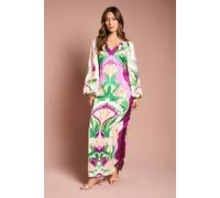 Coast Long Sleeve Placement Print Midi Dress multi 14