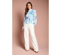 Coast Long Sleeve Pleat Detail Blouse In Blue blue 12