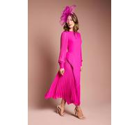 Coast Long Sleeve Pleated Crepe Maxi Dress In Pink pink 8