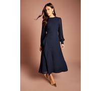 Coast Long Sleeve Pleated Crepe Midaxi Dress