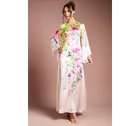 Coast Women's Long Sleeve Satin Printed Maxi Dress in Lime | Size: 12 Coast Lime 12