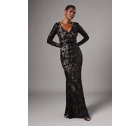 Coast Long Sleeve Sequin Maxi Dress In Black black 8