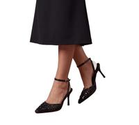 Coast Women's Maria Faux Leather Sequin Embellished Stiletto Court Shoes in Black | Size: 3