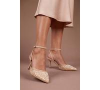 Coast Women's Maria Faux Leather Sequin Embellished Stiletto Court Shoes in Nude | Size: 8