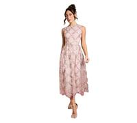Coast Women's Metallic Floral Embroidered Mesh Midi Dress in Blush | Size: 12 Coast Blush 12