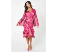 Coast Metallic Spot Printed Wrap Dress With Ruffle Skirt In Pink pink 8
