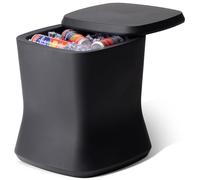 Coast Modern Outdoor Side Table Cooler - 2 in 1 Patio Decor Storage Table & Ice Chest - 25 QT - Black