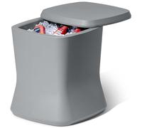 Coast Modern Outdoor Side Table Cooler - 2 in 1 Patio Decor Storage Table & Ice Chest - 25 QT - Gray